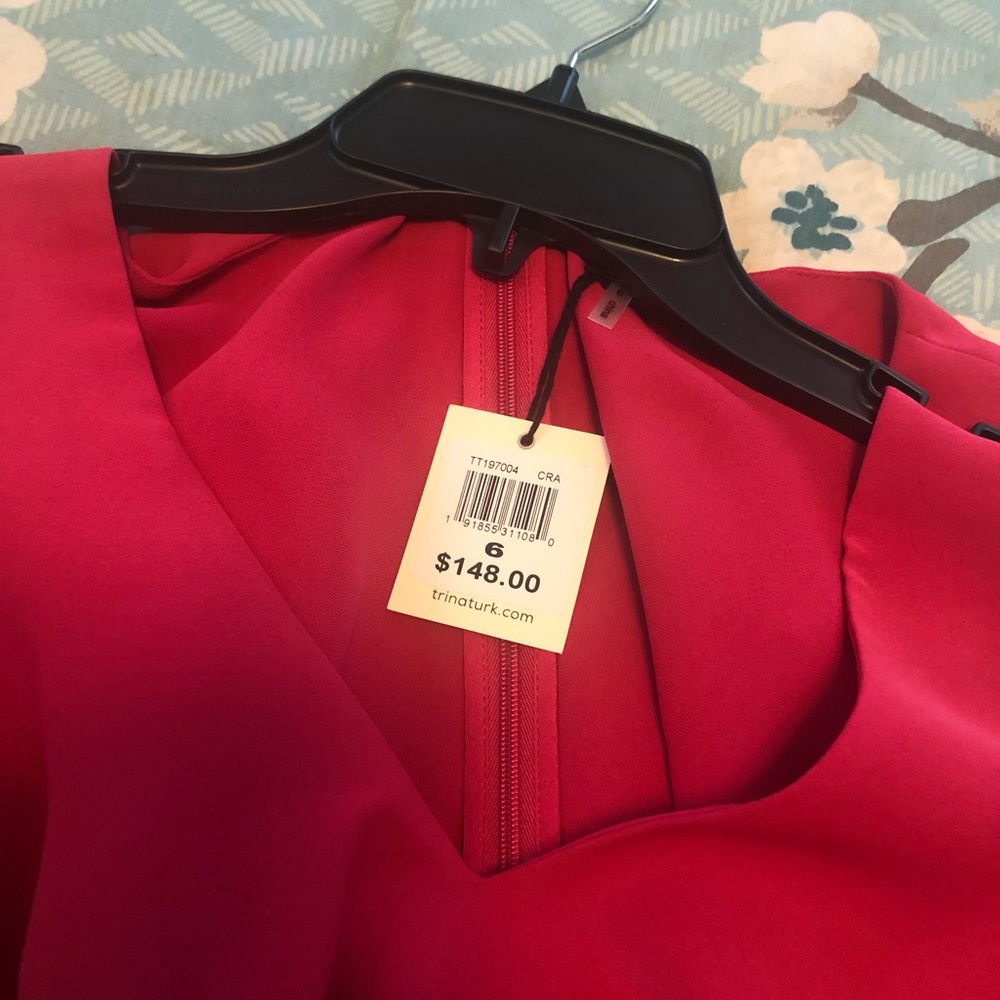 Trina Turk Fuchsia Asymmetric Ruffle Shift Dress - Picture 4 of 4